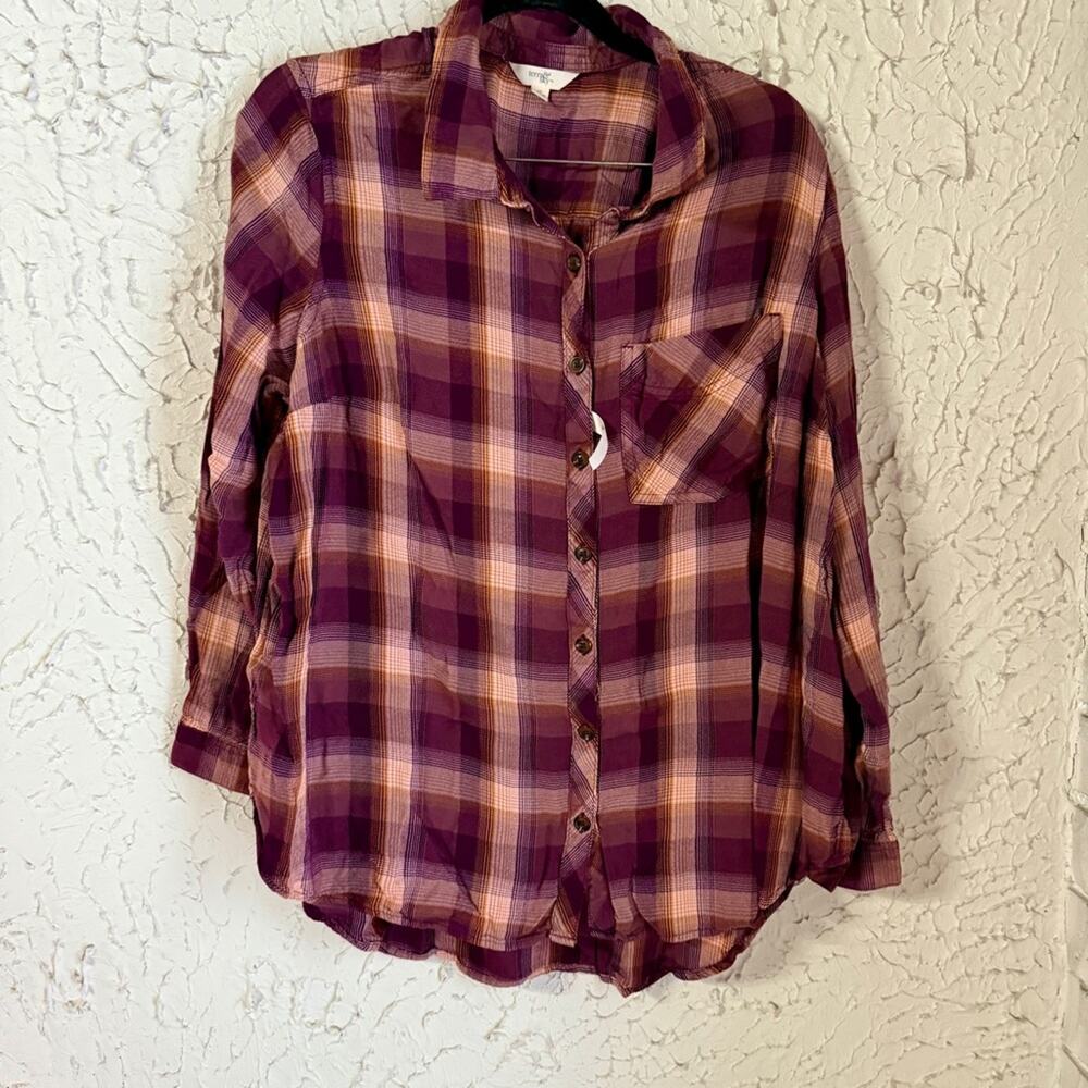 Terra & Sky Purple and Orange Plaid Shirt